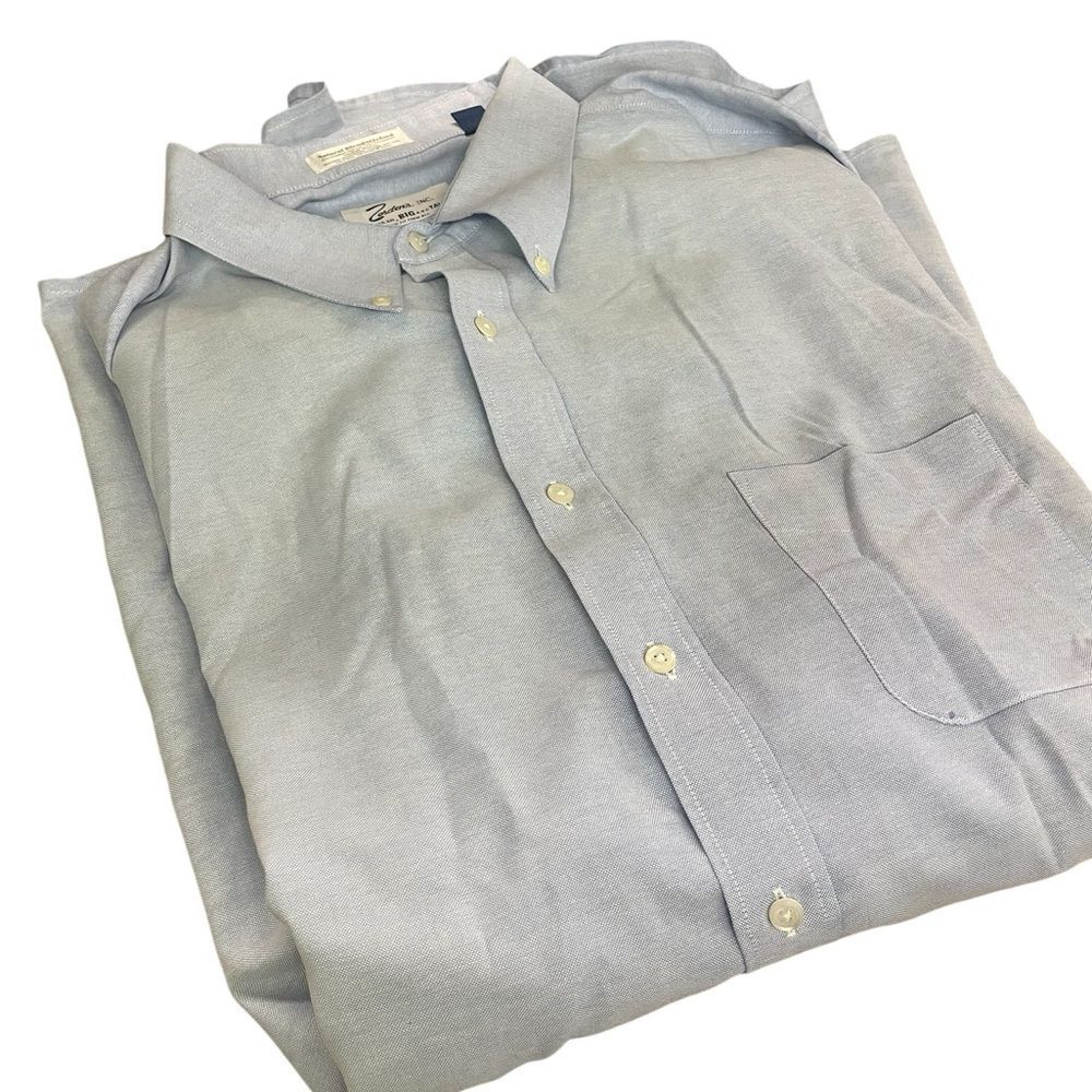 Sweden’s Men's Light Blue Button-Down Shirt size 20 tall natural blend 1/2 sleve